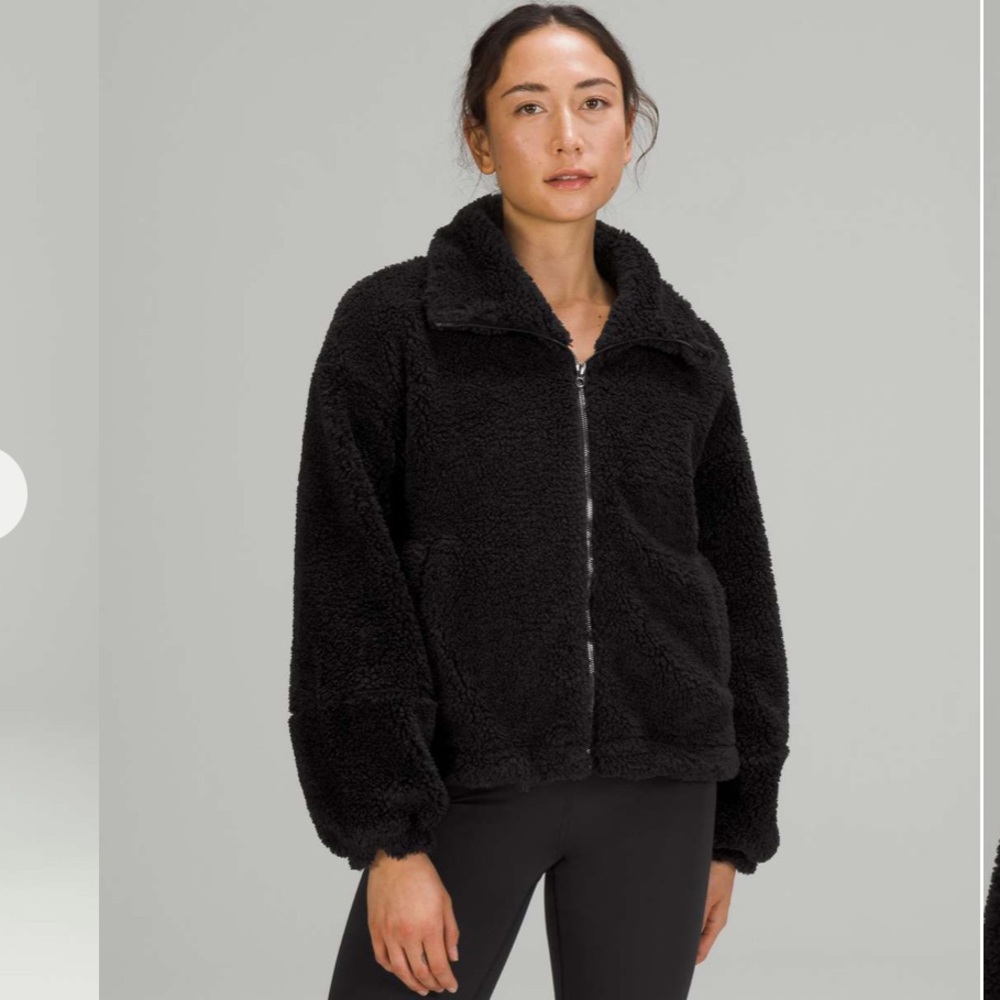 NWT lululemon cinchable fleece zip up Black size 6